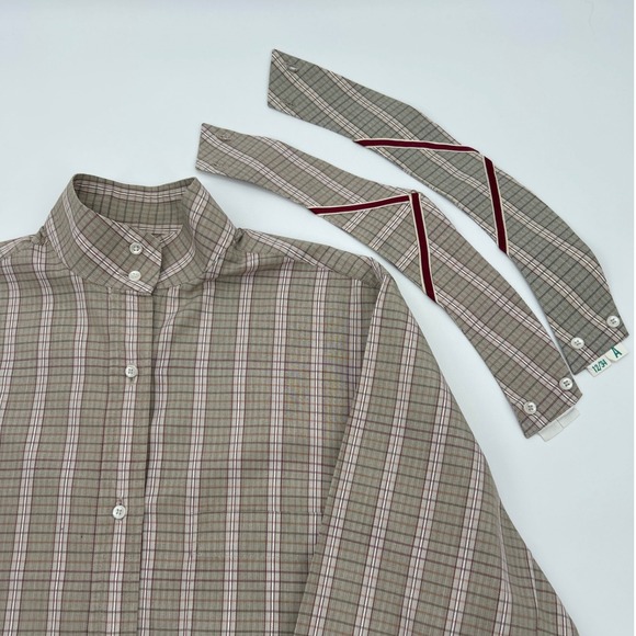 Van Teal Co Tops - Van Teal Co Equestrian Tan Plaid Collar Button Down Show Shirt Long Sleeve